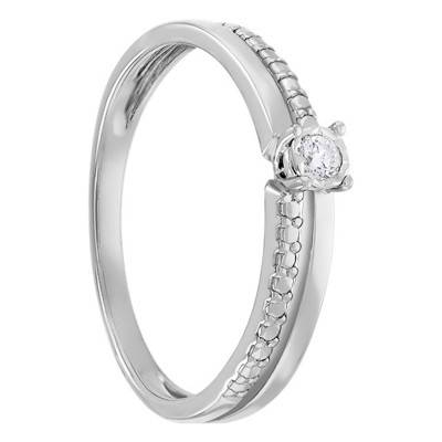Bague Asymétrique Diamant 0.04 ct, Or Blanc 375 - Amore