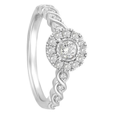 750/1000 White Gold GSI2 Diamond Side-Stone Solitaire Ring - Alliantine