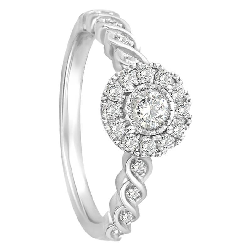 750/1000 White Gold GSI2 Diamond Side-Stone Solitaire Ring - Alliantine