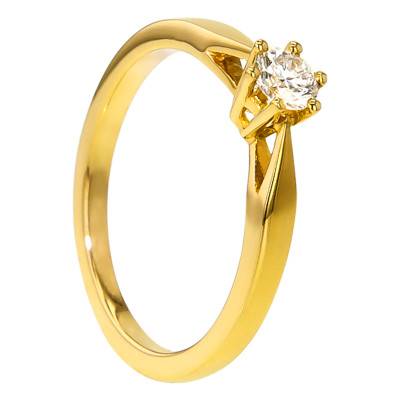 Bague Solitaire Venise Or Jaune 750 & Diamant 0,23ct - Amore