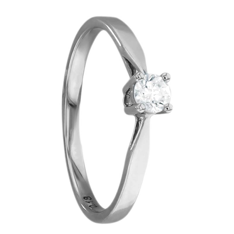 Paris 750/1000 White Gold Diamond Solitaire Ring 0.18 ct - Amore