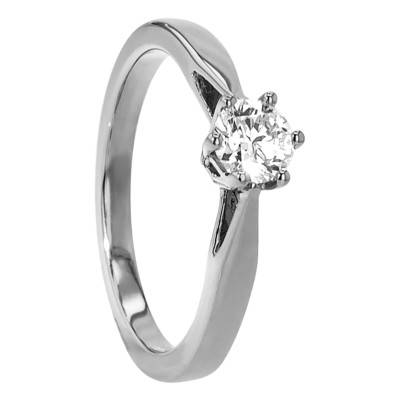 Venise 750/1000 White Gold Diamond 0.45 ct Solitaire Ring - Amore