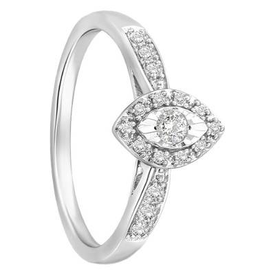 White Gold 375 Marquise Accompanied Solitaire Ring - Alliantine
