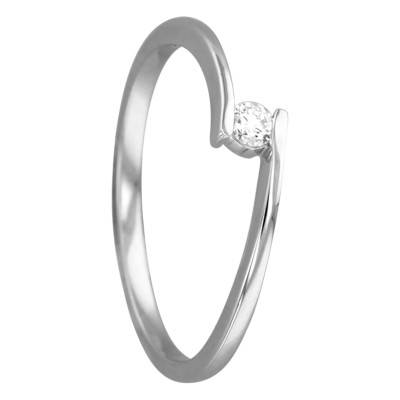 Bague Solitaire Apesanteur, Or Blanc 750 & Diamant 0,08ct - Amore