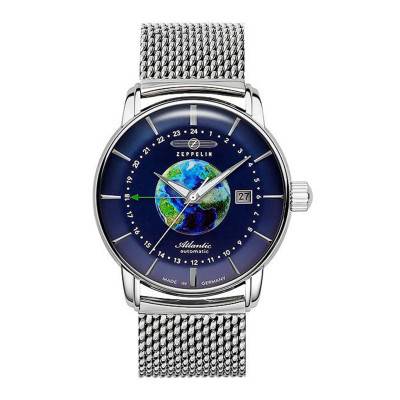 Silver Stainless Steel Atlantic Automatic GMT wall clock 8468M3 - Zeppelin