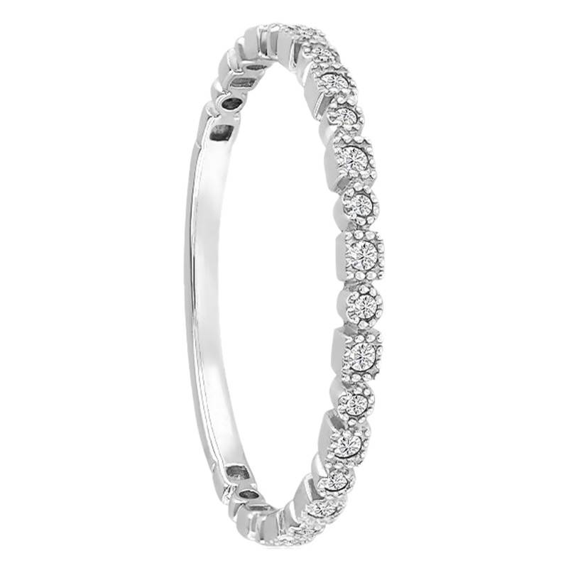 Palladium-Plated 750 White Gold Comfort Geometric Beaded Wedding Ring - Alliantine