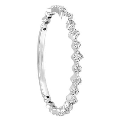 Alliance Perlée Losanges en Or Blanc Palladié 375 & Diamants - Alliantine