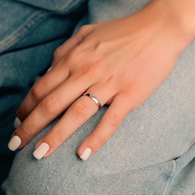 Alliance Demi-Bombée en Or Blanc 750, Largeur 3,5 mm - Amore