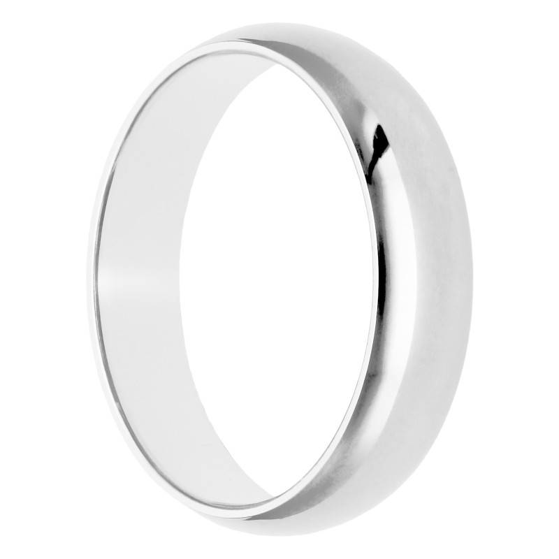 750/1000 White Gold Half-Dome Standard Wedding Ring, 4 mm Width - Amore