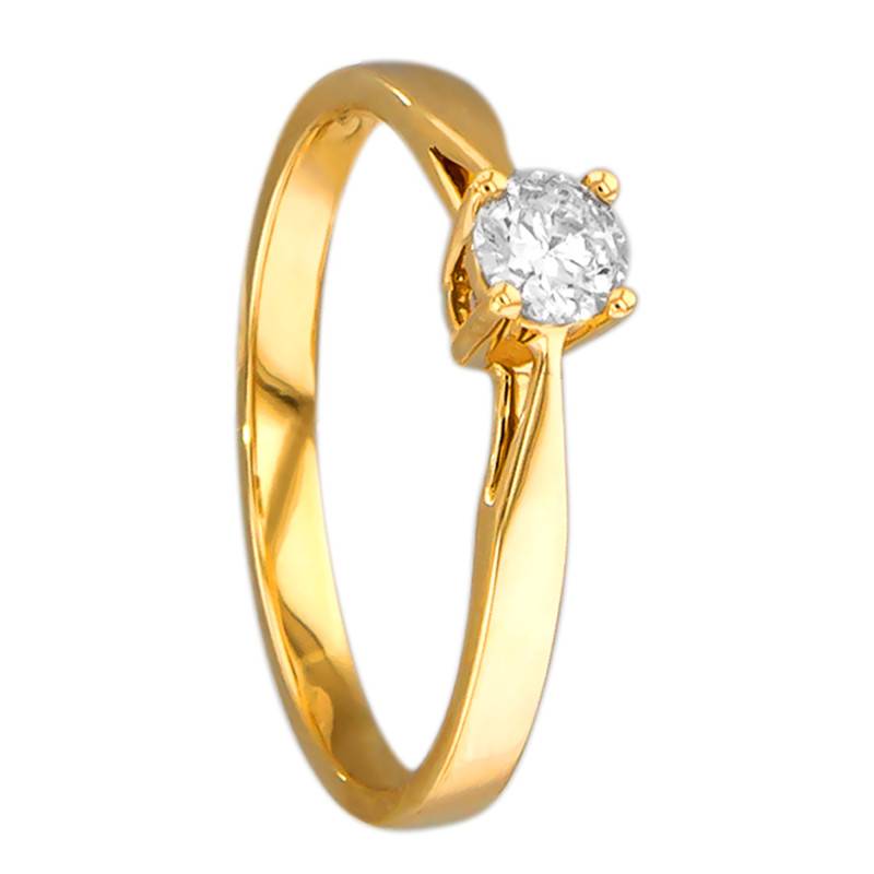 Paris 750/1000 Yellow Gold 0.23 ct Diamond Solitaire Ring - Amore