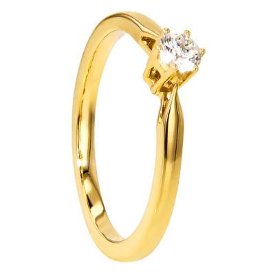 Bague Solitaire Venise Or Jaune & Diamant 0,18ct - Amore
