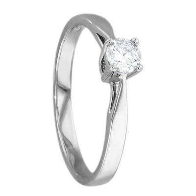 Paris 750/1000 White Gold Diamond Solitaire Ring 0.23 ct - Amore