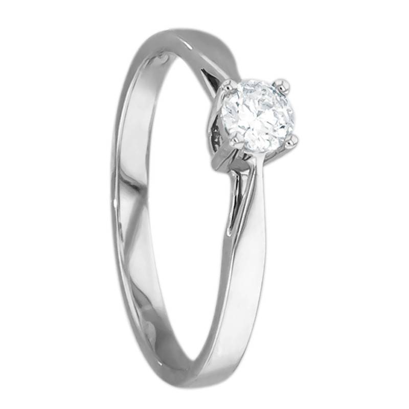 Paris 750/1000 White Gold Diamond Solitaire Ring 0.23 ct - Amore