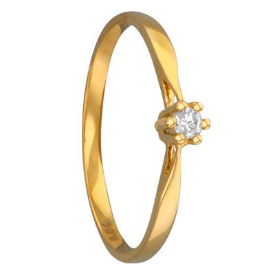 750/1000 Yellow Gold 6-Prong Diamond 0.04 ct Solitaire Ring - Amore
