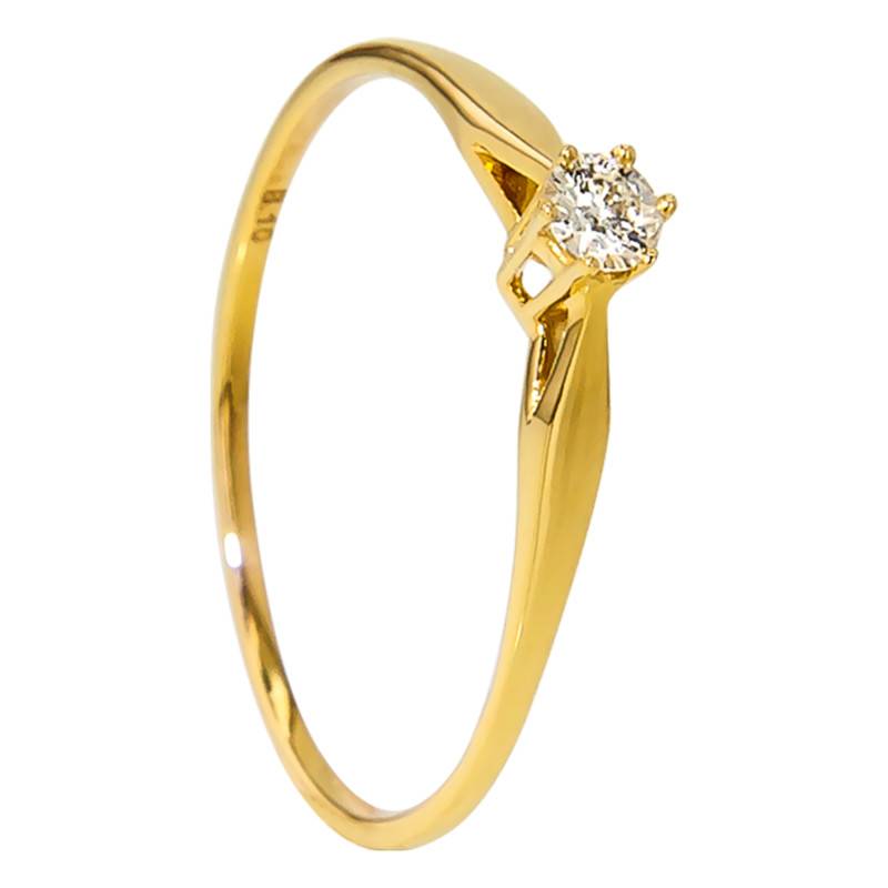 750/1000 Yellow Gold 6-Prong Solitaire Diamond Ring 0.10 ct - Amore