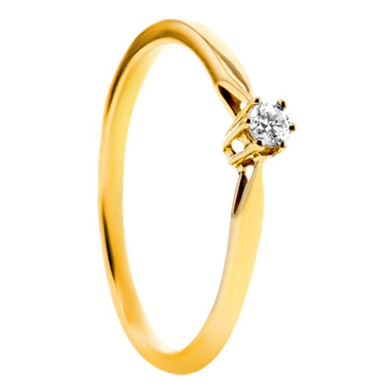 750/1000 Yellow Gold 6-Prong Diamond 0.08 ct Solitaire Ring - Amore