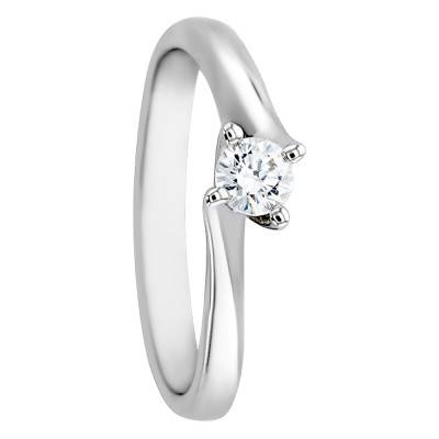 Bague Asymetric Or Blanc 750 & Diamant 0,20ct - Alliantine