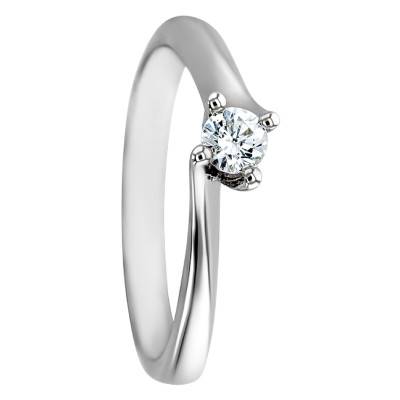 Bague Asymetric Or Blanc 750 & Diamant 0,15ct - Alliantine