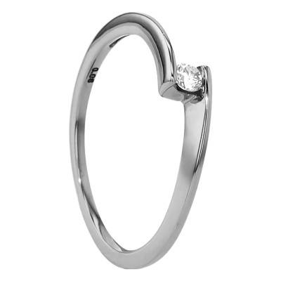 Bague Solitaire Apesanteur Or Blanc 750 & Diamant 0,06ct - Amore