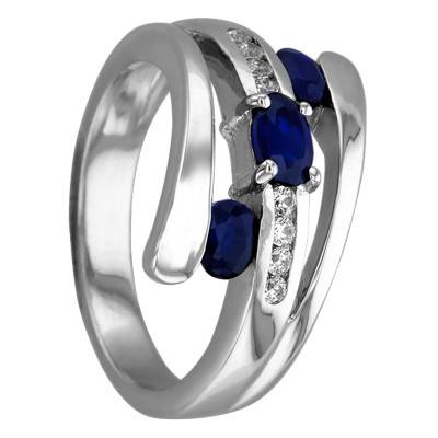 Bague Eléa Or Blanc 750, Saphir 0,76 ct, Diamants 0,12 ct - Ancelys