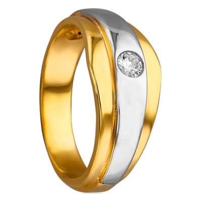 Two-Tone 750/1000 Gold & 0.14 ct Diamond Men's Ring - Ancelys