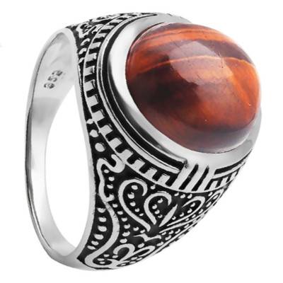 Chevalière œil de taureau Argent rhodié - Taille 66 - Apollon