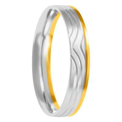 Alliance Demi-Bombée Confort Rainurée en 2 Ors 750, Largeur 3,50 mm - Amore