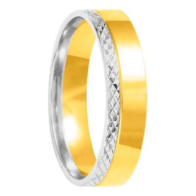 Alliance Ruban Confort en 2 Ors Gris Facettée et Jaune 750, Largeur 4 mm ou 5 mm - Amore