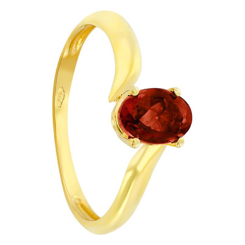 375/1000 Yellow Gold Oval Garnet Solitaire Ring - Aurora