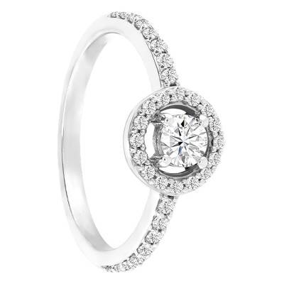 Bague Solitaire Carpette, Diamant 0,25 ct & Or Blanc 375 - Alliantine