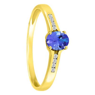 Bague, Or Jaune 375, Diamants & Tanzanite - Aurora