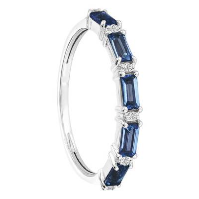 Bague Or Blanc 375 ou 750, Topazes London Blue & Diamants - Aurora