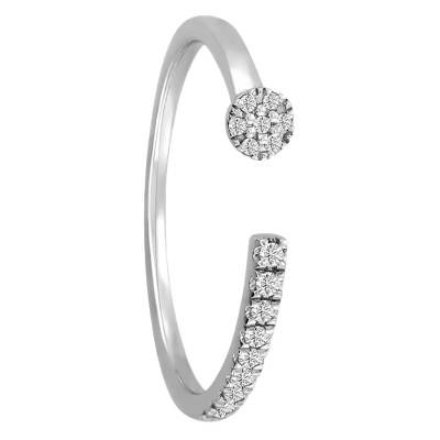 Alliance Ouverte en Or Blanc Palladié 375 & Diamants - Alliantine