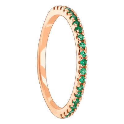 Bague Half Eternity Or Rose 375, Emeraudes - Aurora