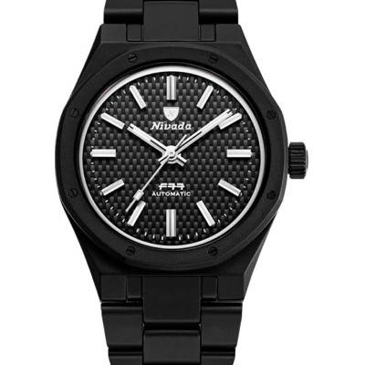 F77 Ceramic Black Braided Dial Watch 68004A77 - Nivada Grenchen
