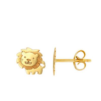 375/1000 Yellow Gold Lion Stud Earrings - Bambins