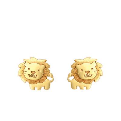 375/1000 Yellow Gold Lion Stud Earrings - Bambins