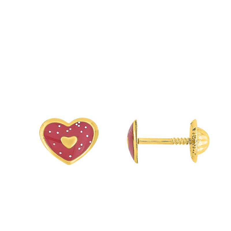 Red Heart Kids Stud Earrings in 375/1000 Yellow Gold - Bambins