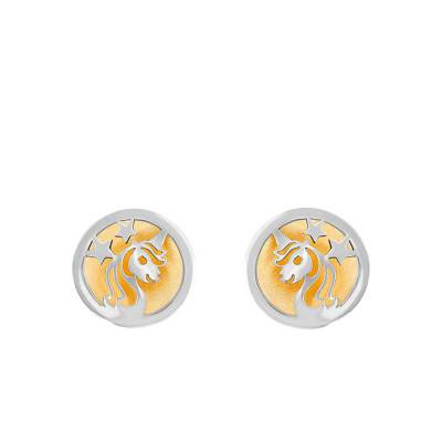 White and Yellow 375/1000 Gold Unicorn Stud Earrings - Bambins