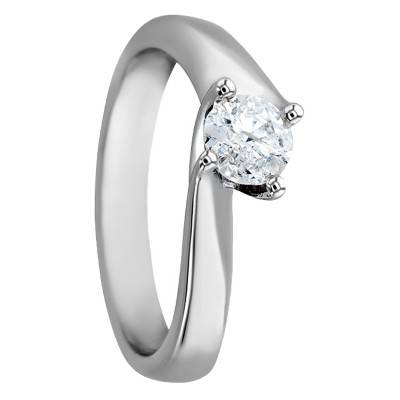 Solitaire griffes torsadées Or Blanc 375 & diamant 0,50 ct - Alliantine