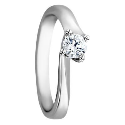 Solitaire griffes torsadées Or Blanc 375 & diamant 0,30 ct - Alliantine