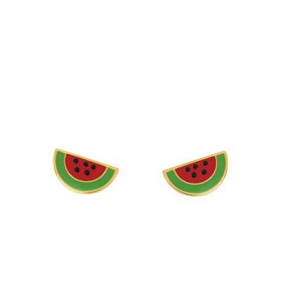 Watermelon Stud Earrings in 375/1000 Yellow Gold - Bambins