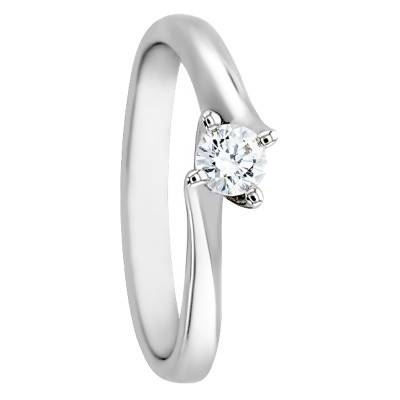 Solitaire griffes torsadées Or Blanc 375 & diamant 0,25 ct - Alliantine