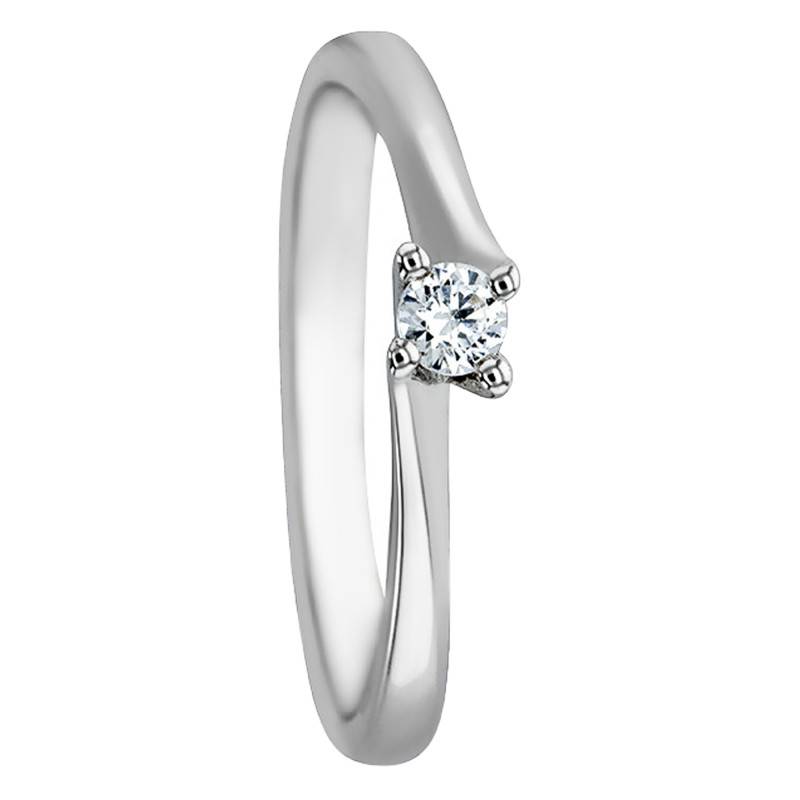 375/1000 White Gold Twisted Prong Diamond Solitaire Ring 0.10 ct - Alliantine