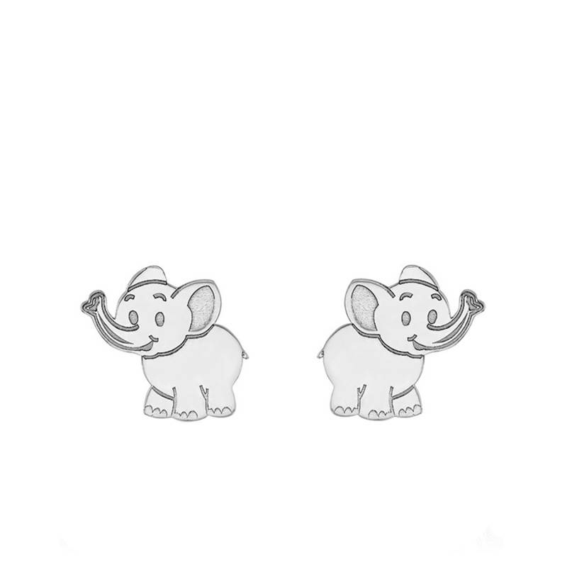 375 White Gold Elephant Stud Earrings - Bambins - Bambins
