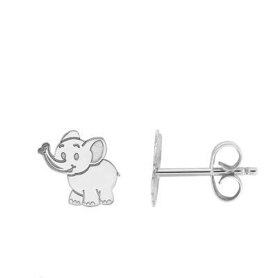 375 White Gold Elephant Stud Earrings - Bambins - Bambins
