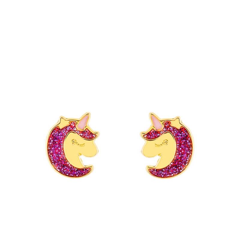 18K Yellow Gold Unicorn Head Stud Earrings - Bambins