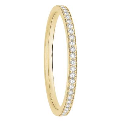 Yellow Gold 750 & Diamond 0,10 ct Half Eternity Band Nelly Comfort Fit - Wedding Ring - Alliantine