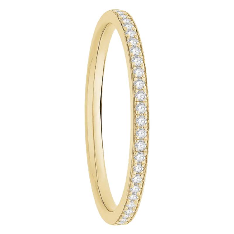 Yellow Gold 750 & Diamond 0,10 ct Half Eternity Band Nelly Comfort Fit - Wedding Ring - Alliantine