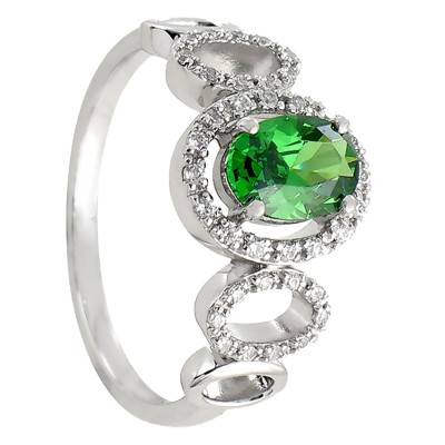 Emerald Solitaire Engagement Ring 0,68 ct with Diamonds 0,16 ct in 750 White Gold - Alliantine